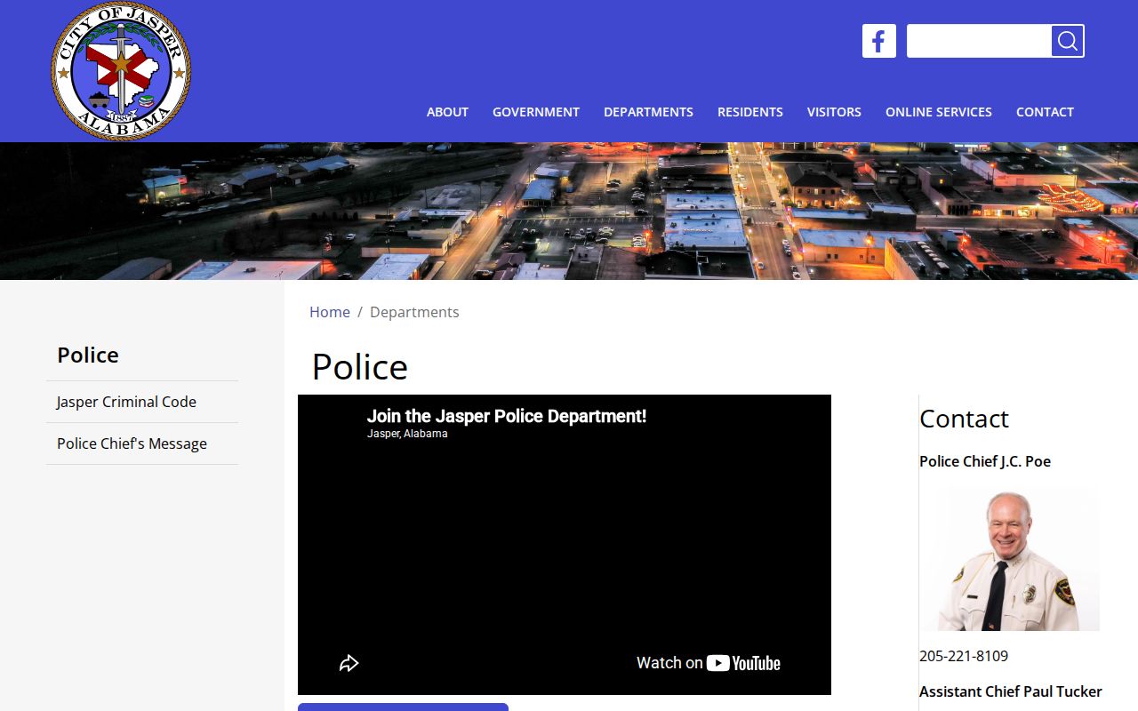 Jasper Police Department arrest and booking records interface in Walker County