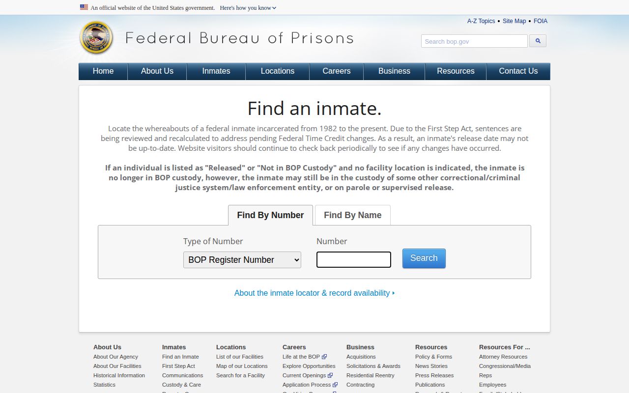 Federal inmate locator for Walker County custody checks