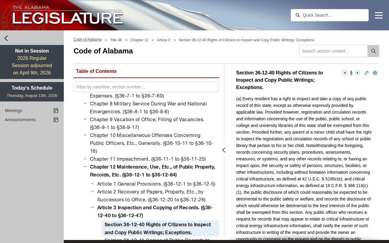 Alabama public records law for Walker County booking records
